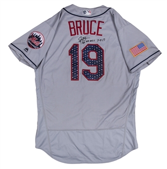 2017 Jay Bruce Game Used and Signed/Inscribed New York Mets July 4th Road Jersey Worn On 7/4/17 For 21st Home Run Of The Season (MLB Authenticated & Beckett)